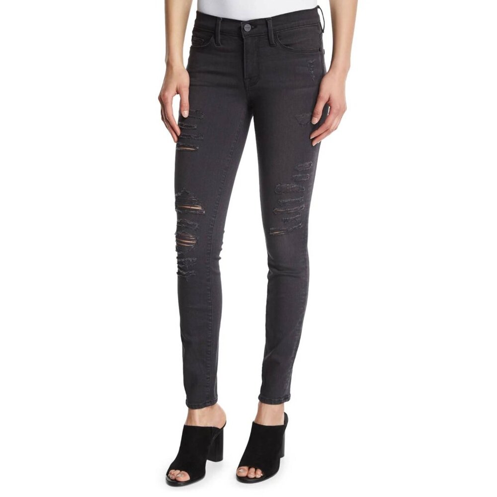 Frame Le Skinny de Jeanne Greys Inn Distressed Rip Jeans